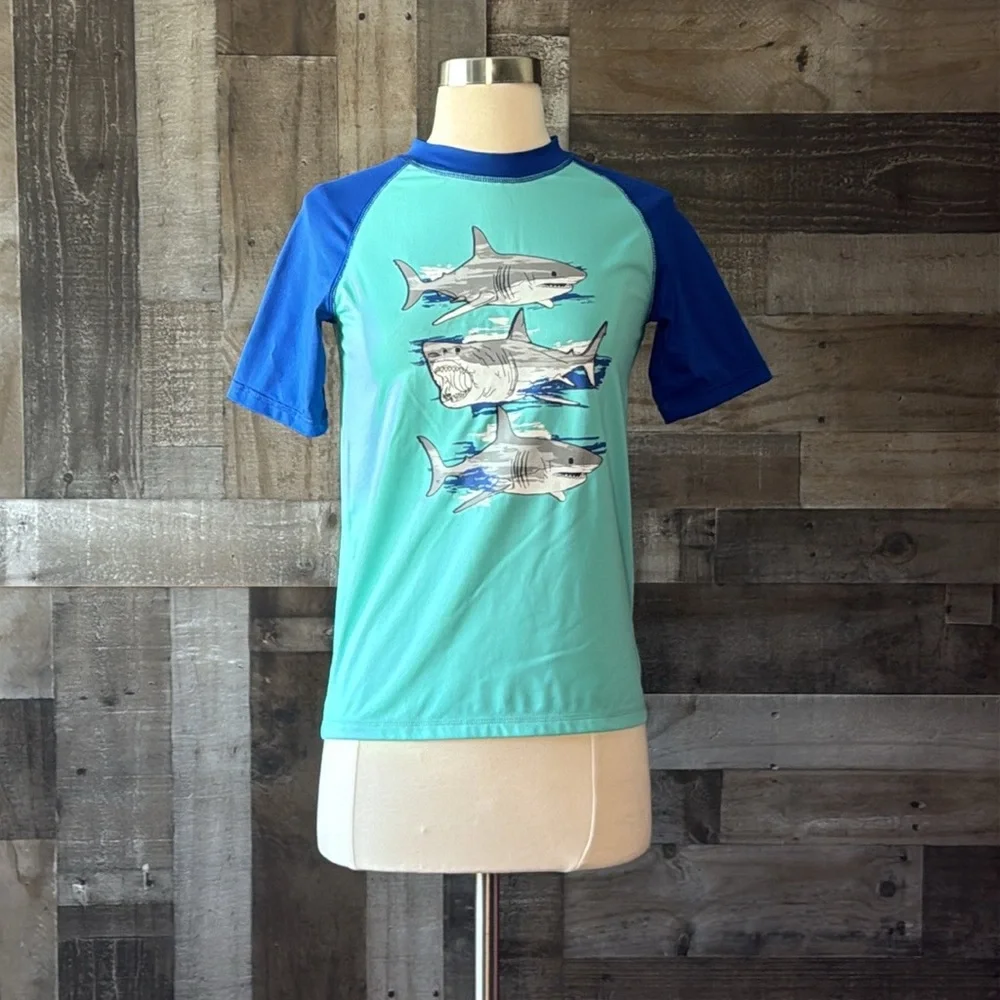The Children’s Place shark rashguard boys XLarge tropical beach pool party swim